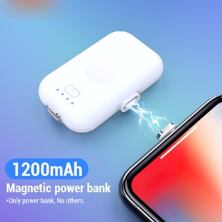 พาวเวอร์แบงก์แม่เหล็ก 1200mAh Mini USB Type C สําหรับ iPhone iPad Xiaomi Huawei