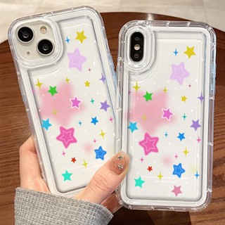 เคสโทรศัพท์มือถือ ซิลิโคนนิ่ม ใส กันกระแทก ลายดาว หลากสี สําหรับ iPhone 14 Pro Max 13 12 11 X XS XR 7 8 Plus SE 2020