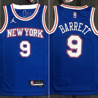 เสื้อกีฬาบาสเก็ตบอล NBA Jersey York Knicks สําหรับผู้ชาย #9 RJ Barrett ครบรอบ 75 ปี ประดับเพชร สีฟ้า สไตล์เรโทร 320740