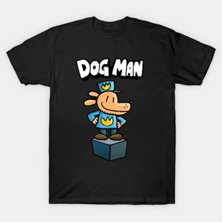 ขายดี เสื้อยืดลําลอง ผ้าฝ้าย แขนสั้น พิมพ์ลาย Dog Man สีดํา สําหรับผู้ชาย 453724