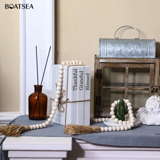 (Boatsea) โมเดลหนังสือไม้เทียม สีขาว สําหรับตกแต่งบ้าน