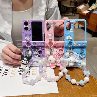 SANRIO เคสโทรศัพท์มือถือ PC แบบแข็ง ปิดด้านหลัง ลายครอบครัวซานริโอ้ พร้อมบานพับ สําหรับ OPPO Find N2 Flip 5G