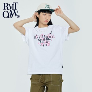 Romantic CROWN เสื้อยืดลําลอง แขนสั้น ทรงหลวม พิมพ์ลายกราฟฟิติ แฟชั่นฤดูร้อน สไตล์เกาหลี สําหรับสตรี