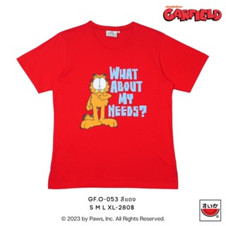 เสื้อยืดแขนสั้นคอกลมแตงโม (SUIKA) - เสื้อยืดคอกลมแขนสั้น การ์ฟิล์ด ลายGARFIELD (GF.O-053)Cotton 100%  [S-5XL]