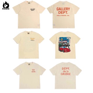 【2023】แขนสั้นโอเวอร์ไซส์Gallery Dept. เสื้อยืดแขนสั้น พิมพ์ลายโลโก้ California Limited สีเบจ สไตล์ฝรั่งเศส สําหรับผู้ชาย