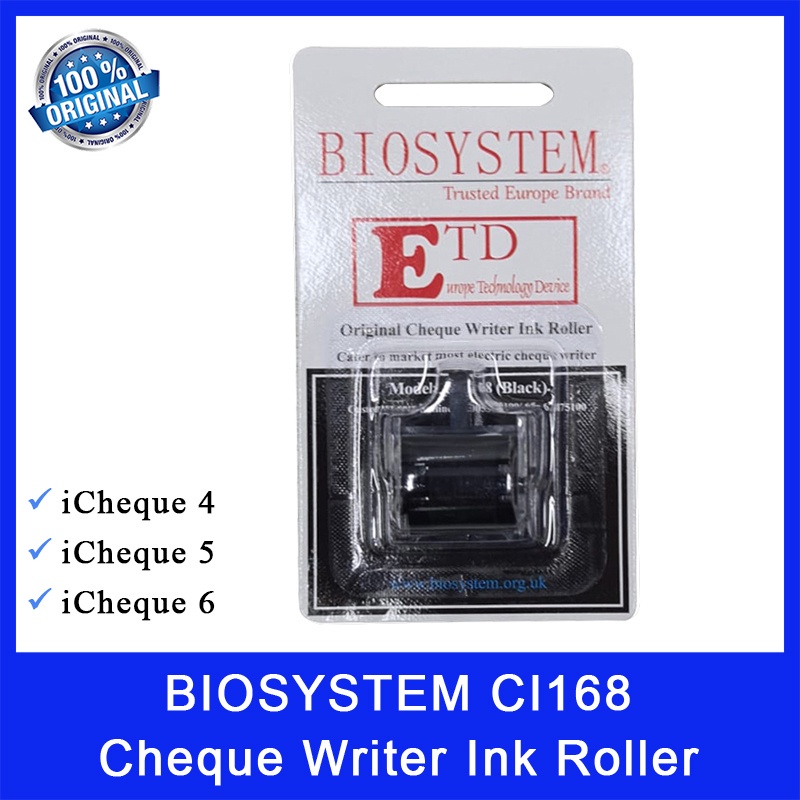 Bioระบบ CI168 Cheque Writer Ink Roller เข้ากันได้กับระบบไบโอ iCheque 4, iCheque 5, iCheque 6. ท้องถิ