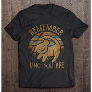 เสื้อยืดคอกลม แขนสั้น ผ้าฝ้าย พิมพ์ลาย Remember Who You Are Lion King สไตล์วินเทจ แนวสตรีท แฟชั่นสําหรับผู้ชาย