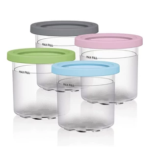 Yin 4 ชิ้น Ice Cream Maker เปลี่ยนขวดเก็บสําหรับ NINJA- CREAMI NC299AMZ NC300s