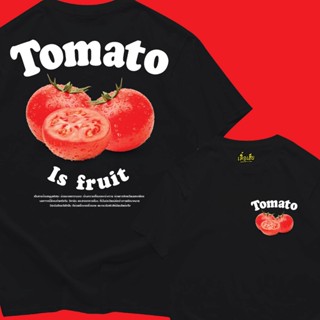  พิมพ์ลาย มะเขือเทศ tomato ผ้า Cotton 100 % ผ้าหนานุ่ม ไม่หดไม่ย้วย เสื้อยืดแขนสั้นสำหรับผู้ชายและผู้หญิง