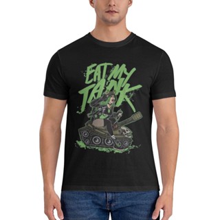 เสื้อยืด ผ้าฝ้าย แบบนิ่ม พิมพ์ลาย Eat My Tank