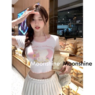 Moon  เสื้อครอป เสื้อแฟชั่นผู้หญิง y2k สีพื้น สําหรับผู้หญิง ใส่ไปคลับ ปาร์ตี้ 2023 NEWJun0301 Unique ins Trendy สวยงาม A23K04S 36Z230909