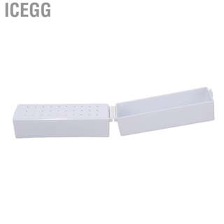Icegg Nail Drill Grinding Container  Space Saving Portable 30 Holes Nail Drill Tools Organizer Protection White  for Home