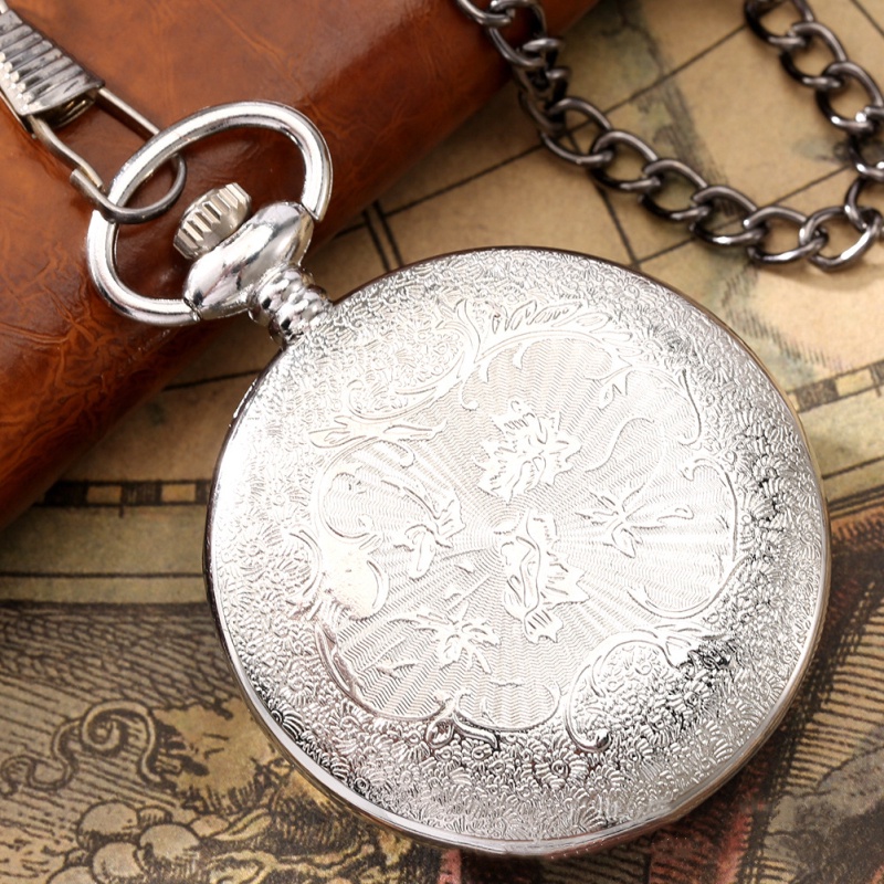 Starry Blue Dial Pocket Watch เลขโรมันจี้ Bronze Hollow Case Steampunk Vintage สร้อยคอแขวนนาฬิกา