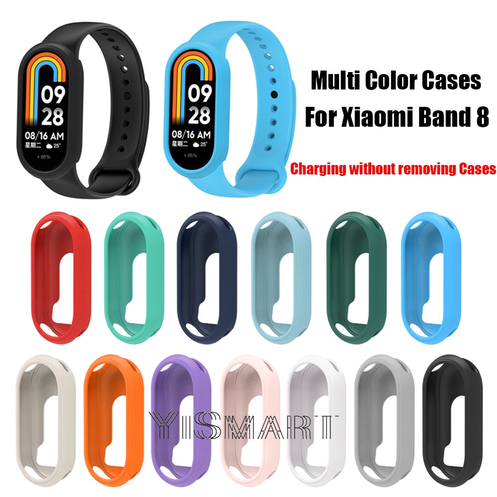 ฝาครอบป้องกันซิลิโคนสําหรับ Xiaomi Mi Band 8 กรณีเชลล์ Protector Fit สําหรับ Xiaomi Smart Band 8 นาฬิกาซิลิโคนกันชน