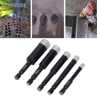 Gemini308 5 ชิ้น/เซ็ต Diamond Hole Saw Hex Shank Granite Holes Opener สำหรับกระเบื้องเซรามิค Marble 6 8 10 12 15mm