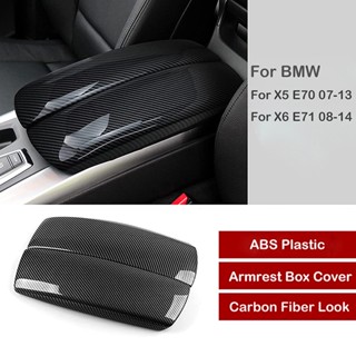 [พร้อมส่ง] ฝาครอบที่เท้าแขนกลางรถยนต์ คาร์บอนไฟเบอร์ สําหรับ BMW X5 E70 2007-2013 2 ชิ้น