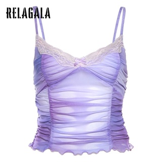 Relagala เสื้อครอปท็อปลําลอง เข้ารูป สีพื้น เซ็กซี่ แฟชั่นสําหรับสตรี 2023