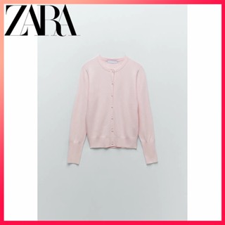 Zara ใหม่ เสื้อแจ็กเก็ตถัก เรียบง่าย สําหรับผู้หญิง