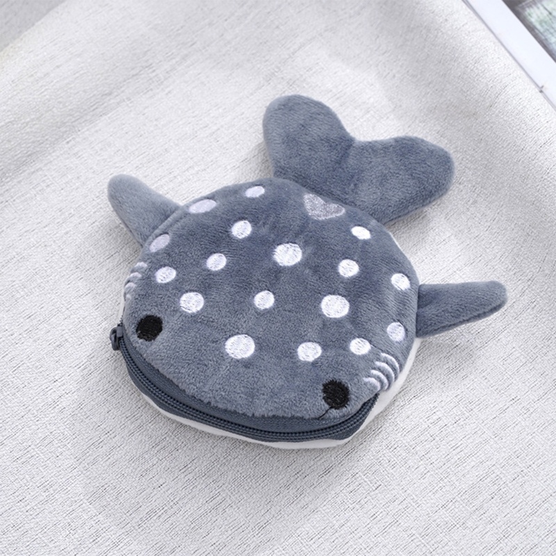 Mdd Lovely Whale Coin Purse Plush Wallet Shark Shape Women s Accessory Bag