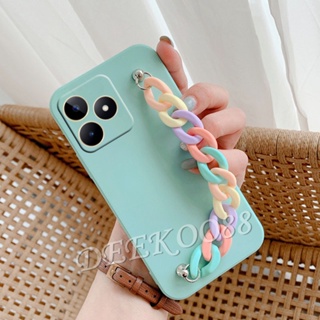 พร้อมส่ง เคสโทรศัพท์มือถือ ซิลิโคนนิ่ม TPU พร้อมสายโซ่คล้อง สีรุ้ง สําหรับ Realme C53 C55 NFC 10 Pro+ Pro 5G Coca-Cola Edition GT NEO 5 SE 4G 2023