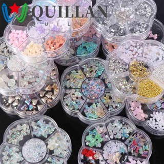 Quillan อุปกรณ์เสริมตกแต่งเล็บไรน์สโตนไข่มุกผีเสื้อ 3D Diy สําหรับแต่งเล็บ