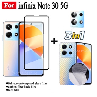 3 in 1 ฟิล์มกระจกนิรภัยกันรอยหน้าจอ ป้องกันเลนส์กล้อง 30 สําหรับ Infinix Note 30 Pro 12 G96 11 10 Pro Hot 11s NFC 10s 10i 30 20 12 11 10 Play