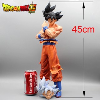 โมเดลฟิกเกอร์ Pvc รูปปั้น Dragon Ball Super Goku 2 หัว ขนาด 45 ซม. ของเล่นสําหรับเด็ก