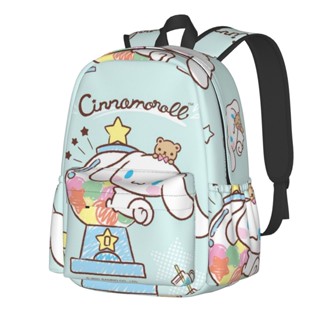 กระเป๋าเป้สะพายหลัง กระเป๋านักเรียน พิมพ์ลาย Cinnamoroll แฟชั่นเรียบง่าย สําหรับผู้หญิง และผู้ชาย