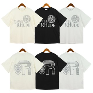 R-h-u88- เสื้อยืดแขนสั้น พิมพ์ลายโลโก้ แฟชั่นสําหรับผู้ชาย UIGFUF