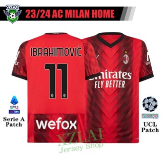 เสื้อกีฬาแขนสั้น ลายทีมชาติฟุตบอล Milan 23 24 AC ชุดเหย้า สําหรับผู้ชาย ไซซ์ S - 4XL