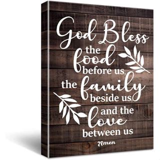 โปสเตอร์ผ้าใบ พิมพ์ลายคําคม Bless The Food Before Us Amen สําหรับตกแต่งผนังบ้าน ห้องครัว