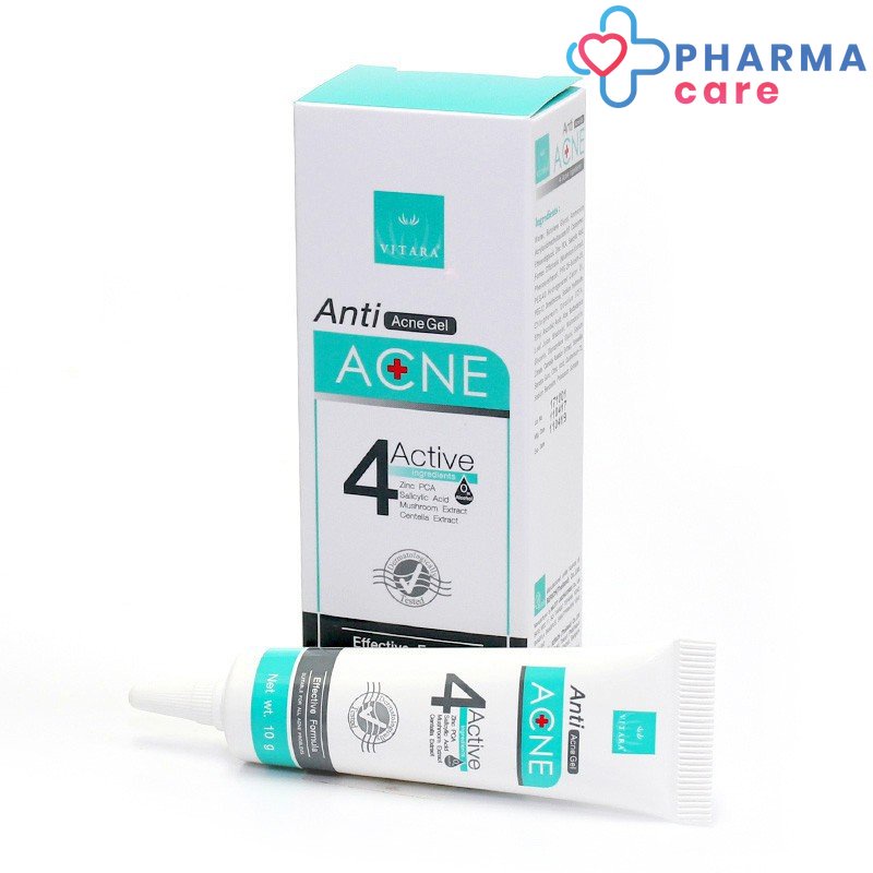 Vitara Anti acne gel 4 active 10 gm. ไวทาร่า แอนตี้ แอคเน่ เจล 4 แอคทีฟ [Pcare]