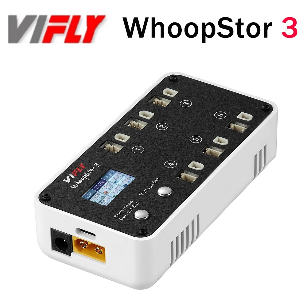 NEW VIFLY WhoopStor 3 V3 ที่ชาร์จแบตเตอรี่ 6 พอร์ต 1S LIPO สําหรับ FPV Tinywhoop 4.2V 4.35V BT2.0 PH2.0