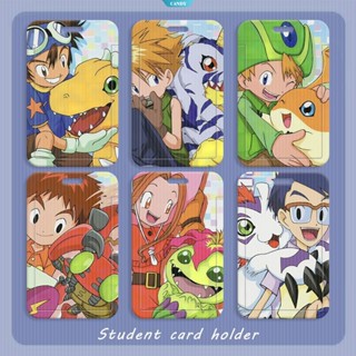 พวงกุญแจ จี้การ์ตูน Digimon Adventure Card Cases Taichi Agumon Gabumon พร้อมสายคล้อง สําหรับเด็กนักเรียน [CAN]