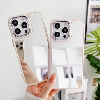 เคสโทรศัพท์มือถือแบบนิ่ม ชุบเงิน กันรอยกล้อง ลาย Mke up พร้อมกระจก แฟชั่น สําหรับ IPhone 7 8 Plus X Xr XS Max 11 12 13 14 Pro Max