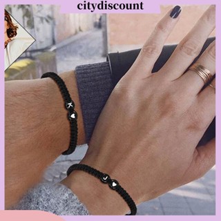 &lt;citydiscount&gt; สร้อยข้อมือเชือกถัก ลายตัวอักษร กันลื่น กันน้ํา ปรับได้ พร็อพถ่ายภาพ