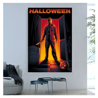  โปสเตอร์ภาพยนต์สยองขวัญ Michael Myers ภาพศิลปะบนผ้าใบ สําหรับตกแต่งผนังฮาโลวีน