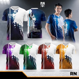 เสื้อกีฬาผู้ชาย ผู้หญิง (RN.01-RN.05) เสื้อพิมพ์ลายทั้งตัว ใส่วิ่ง ออกกำลังกาย เบาสบายระบายอากาศได้ดี