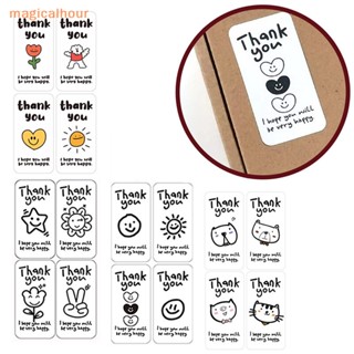 Magicalhour^^ สติกเกอร์ฉลาก Thank You น่ารัก สําหรับตกแต่งกล่องของขวัญ ห่อเบเกอรี่ 100 ชิ้น -25 แผ่น