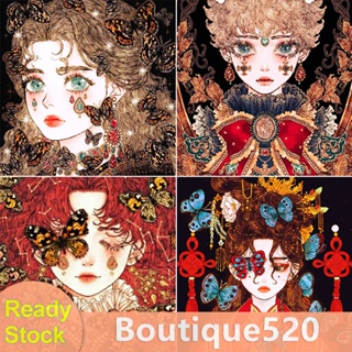 [boutique520.th] ภาพวาดปักครอสสติตช์ รูปผีเสื้อ สําหรับตกแต่งผนังบ้าน