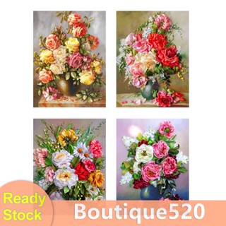 ใหม่ ภาพวาดปักเพชร พลอยเทียม ทรงกลม แนวโมเสก ลายช่อดอกไม้ 5D DIY [boutique520.th]