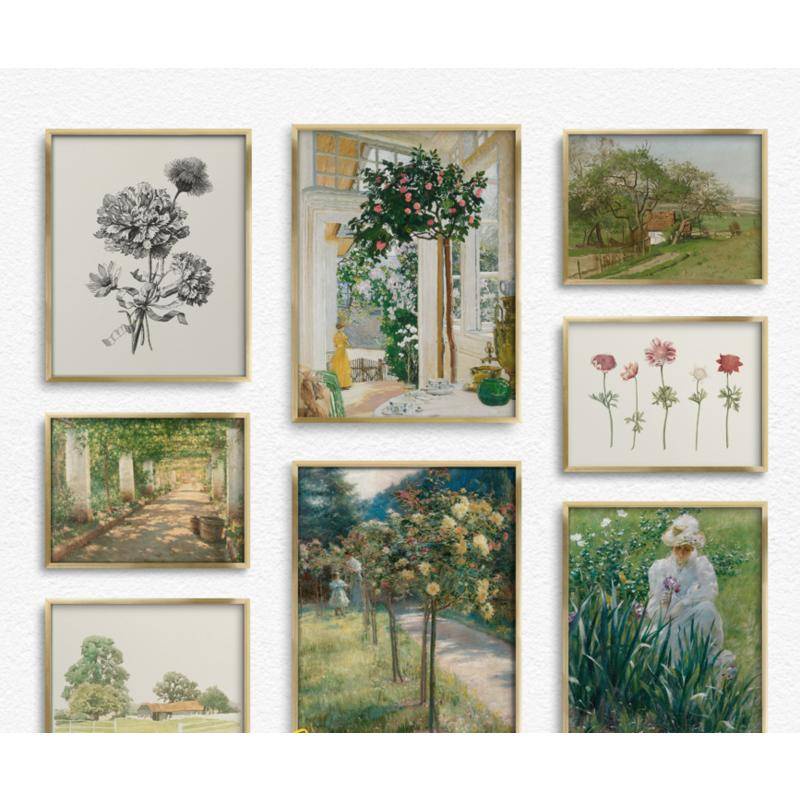 Spring GALLERY Wall Art ดอกไม้ภูมิทัศน์ประเทศสวน Vintage Wall Art ผ้าใบพิมพ์โปสเตอร์ Art พิมพ์สําหรับตกแต่งห้อง