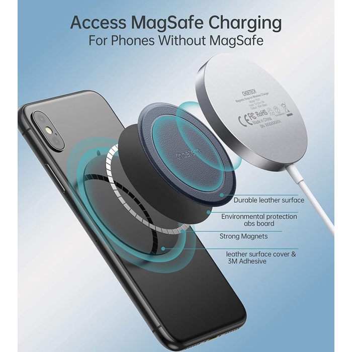 CHOETECH แผ่นแม่เหล็กโลหะเข้ากันได้กับเครื่องชาร์จ Magsafe