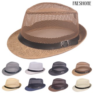 [FO] Fedora หมวกปีกกว้าง ผ้าตาข่าย กันแดด โปรไฟล์ต่ํา สีพื้น เหมาะกับฤดูใบไม้ผลิ ฤดูร้อน สําหรับผู้ชาย