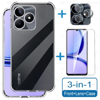 เคสกระจกนิรภัย ซิลิโคนใส กันรอยหน้าจอกล้อง สําหรับ Realme C53 4G 6.74 นิ้ว 3To1 Realme C53 Relme Realmy C 53 53C RealmeC53