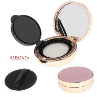 ALISOND1 กล่องพัฟเปล่า ขนาดเล็ก สีชมพู คุณภาพสูง พร้อมกระจกแต่งหน้า เหมาะกับการเดินทาง