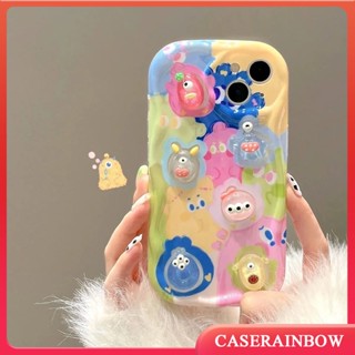 เคสโทรศัพท์มือถือแบบนิ่ม ขอบโค้ง ลายการ์ตูนมอนสเตอร์ หมี กระต่าย สีรุ้ง 3D DIY สําหรับ iPhone 7 8 6 6s Plus 12 11 13 14 Pro Max XR XS X Max SE 2020