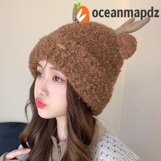 OCEANMAPDZ หมวกเขากวาง คริสต์มาส หนา นุ่ม ผู้หญิง ป้องกันการแข็งตัว ขี่จักรยาน ของขวัญวันคริสต์มาส หญิง หมวกป้องกันหู หมวกทําด้วยผ้าขนสัตว์อบอุ่น