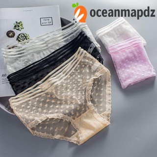 OCEANMAPDZ กางเกงชั้นใน ผ้าฝ้าย พิมพ์ลายลูกไม้ ระบายอากาศ สําหรับผู้หญิง