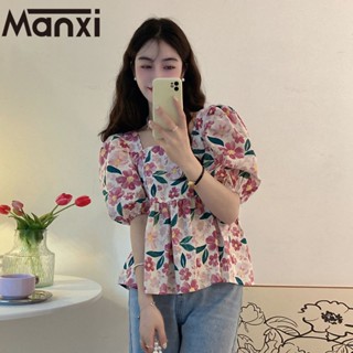 Manxi เสื้อเชิ้ตผู้หญิง เสื้อสาวอวบ สะดวกสบาย  มีความรู้สึกของการออกแบบ   A95K021